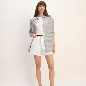 Everlane | The A-Line Denim High Waist White Shorts